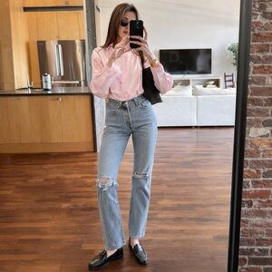 Levi’s 501 Distressed Straight Leg Jeans W24 L30 Light Wash